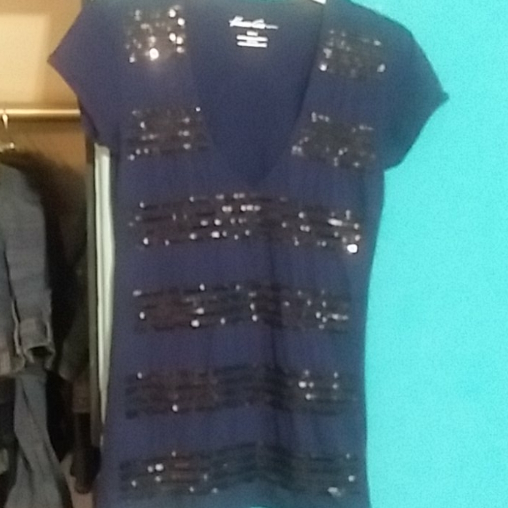 Kenneth Cole small blue v neck womens tee